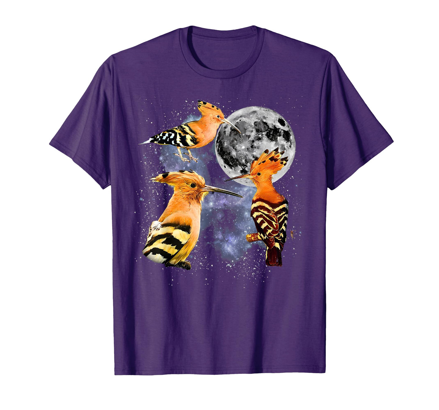 Vintage Three Hoopoe Howling at The Moon Wildlife Animal T-Shirt