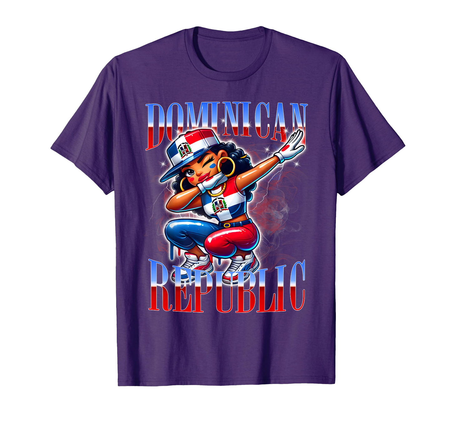 Dominican Republic Flag Dab Urban Streetwear Design T-Shirt