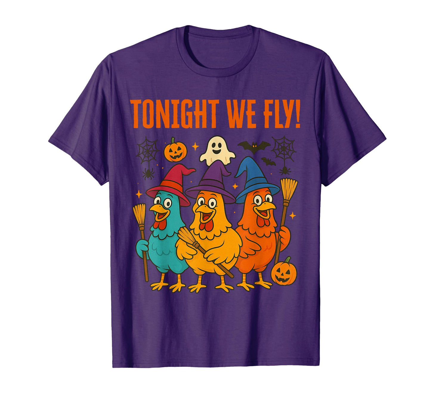 Tonight We Fly Funny Witch Chicken Halloween Costume T-Shirt