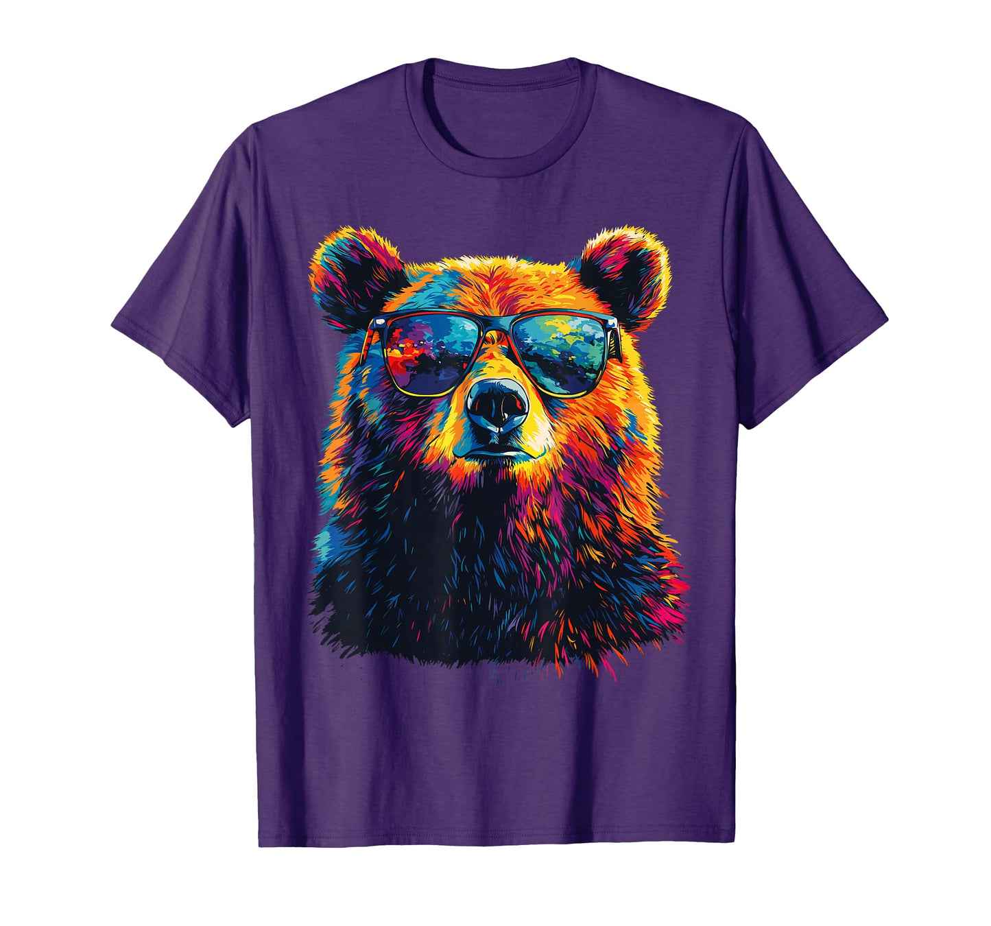Bear Wearing Sunglasses Wildlife Graphic Colorful Bear T-Shirt