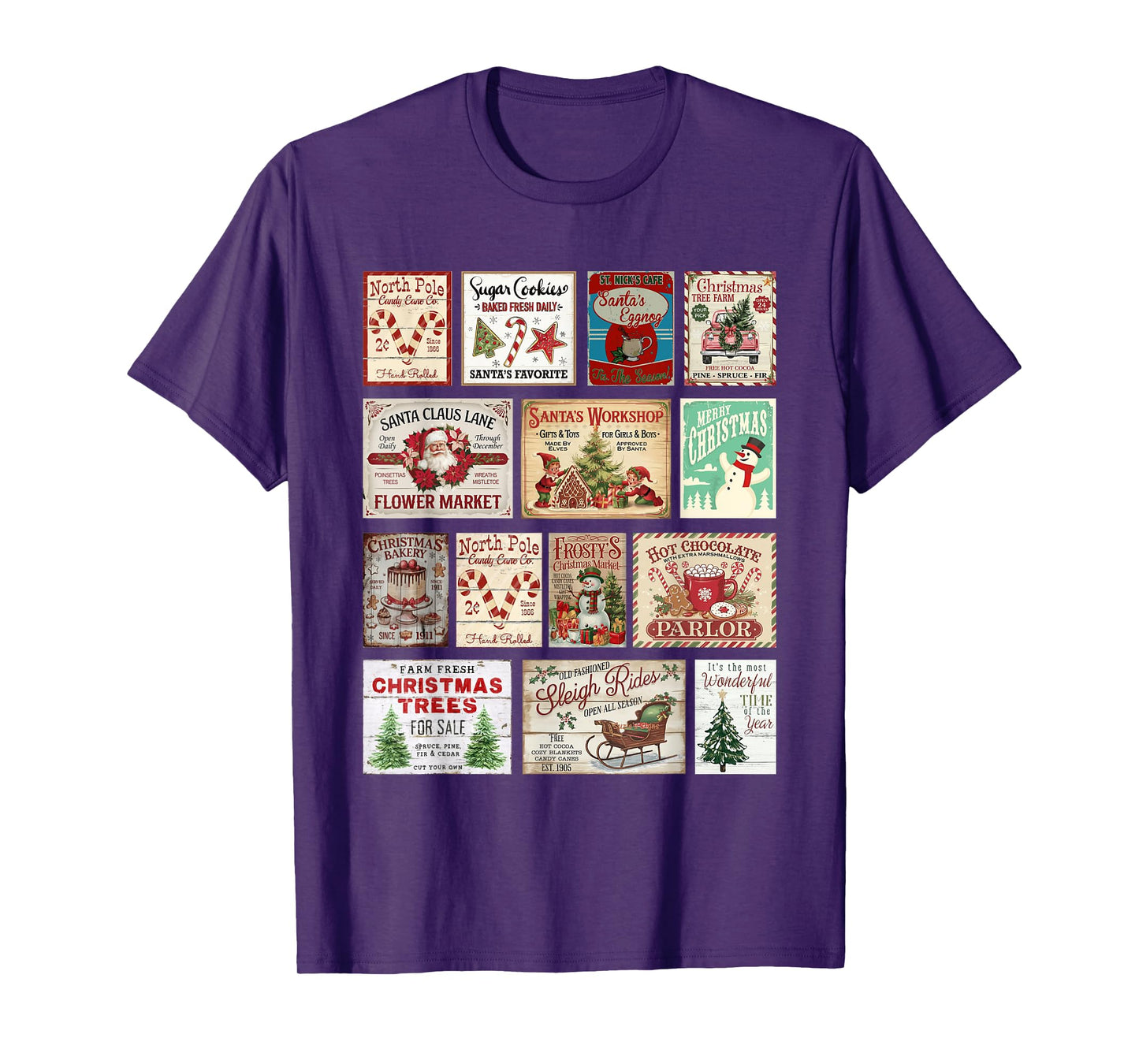 Retro Christmas Vibes Christmas Stamps List Matching Pajama T-Shirt