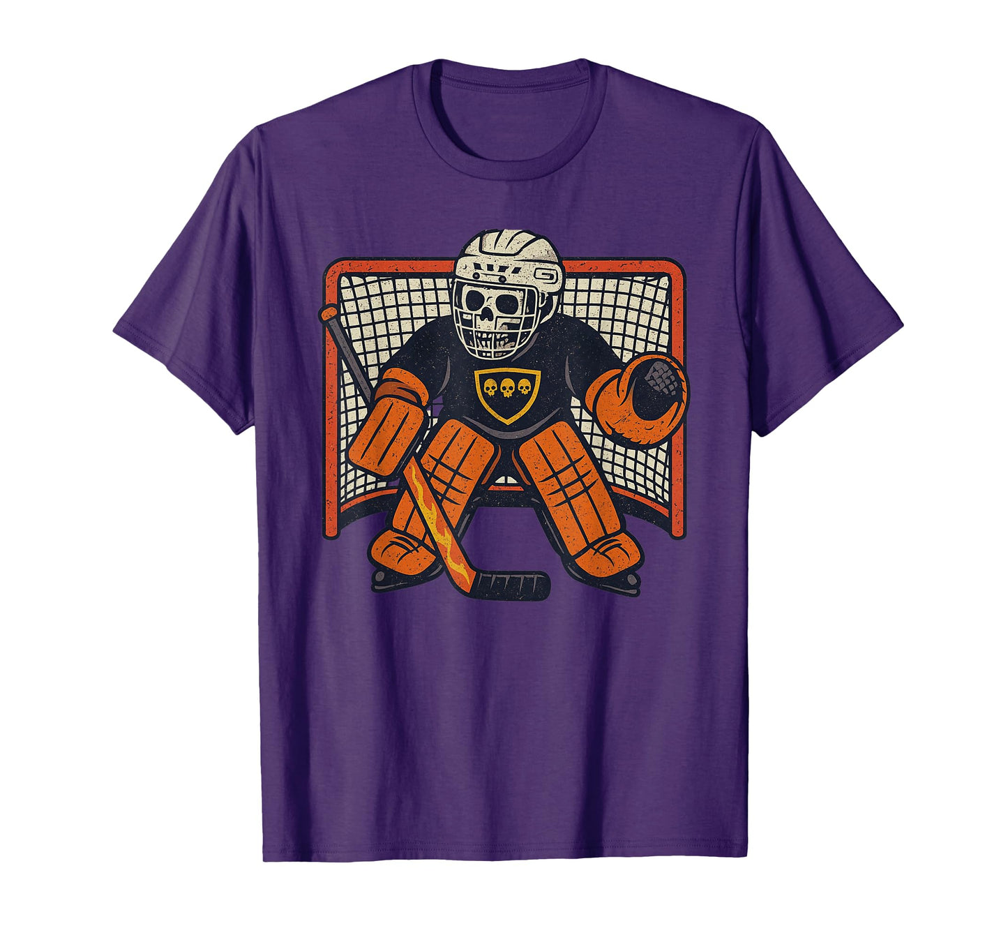 Vintage Halloween Skeleton Ice Hockey Funny Spooky Costume T-Shirt
