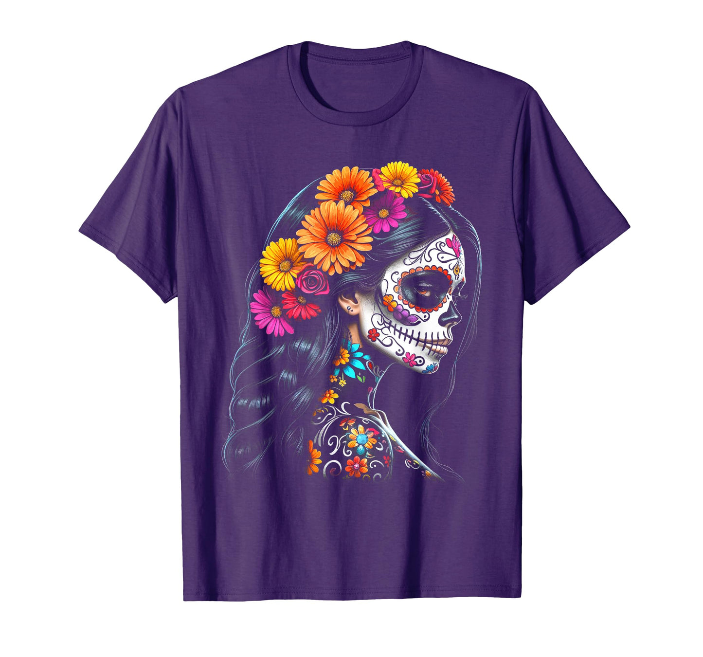 De Los Muertos La Catrina Day of the Dead Sugar Skull Women T-Shirt