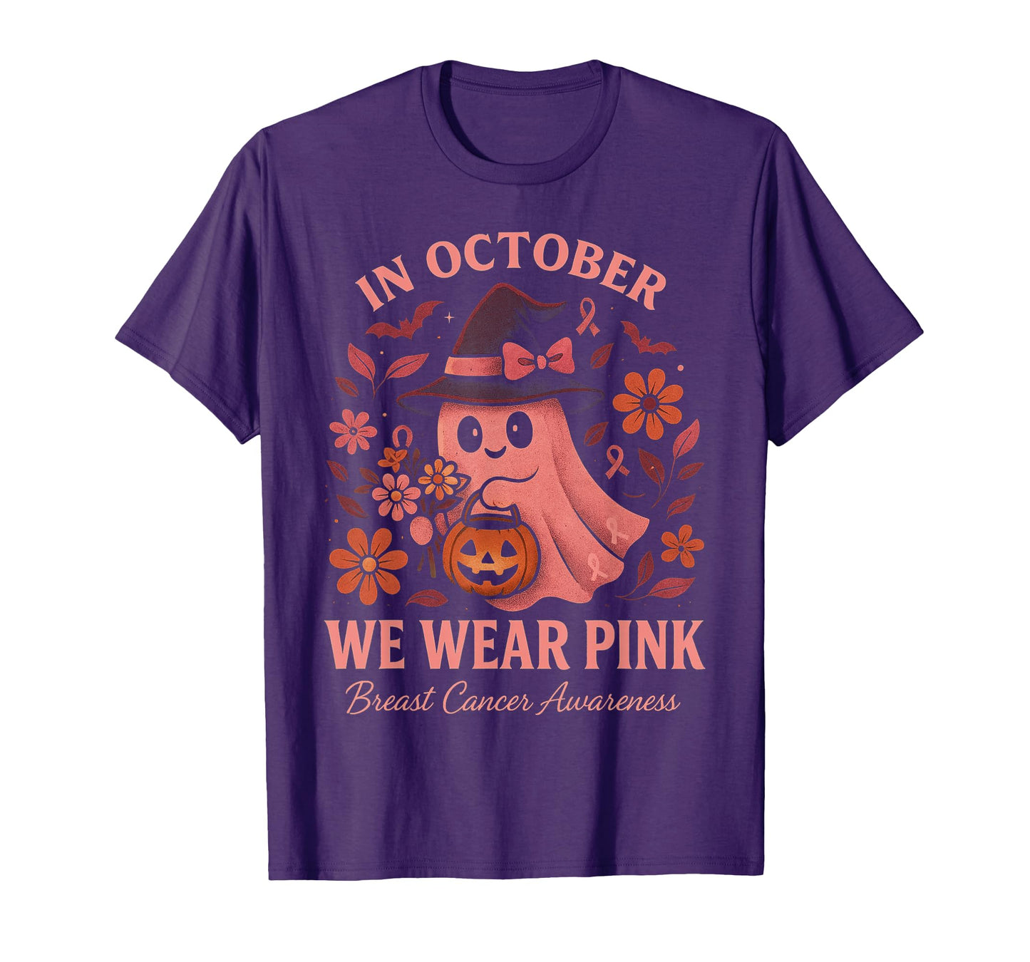 in October We Wear Pink Breast Cancer Awareness Boo T-Shirt