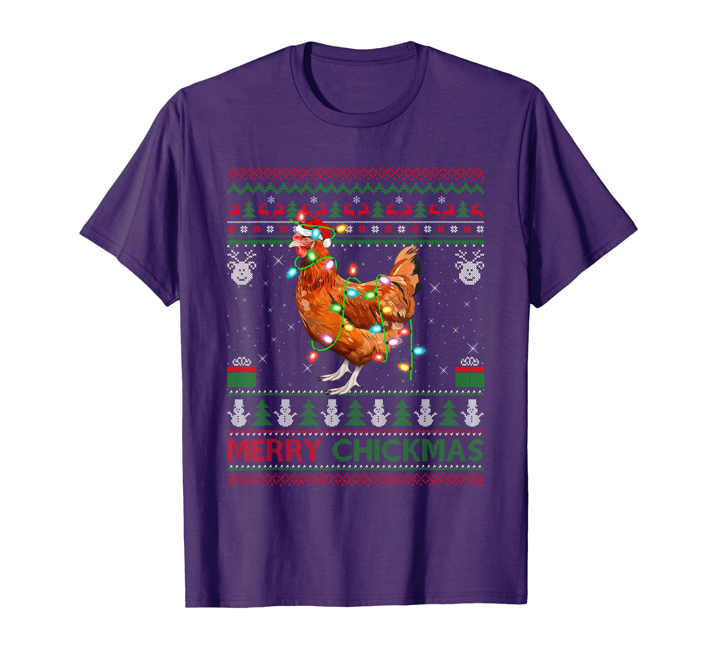 Chicken Ugly Christmas Sweaters Santa Farm Animal Xmas T-Shirt