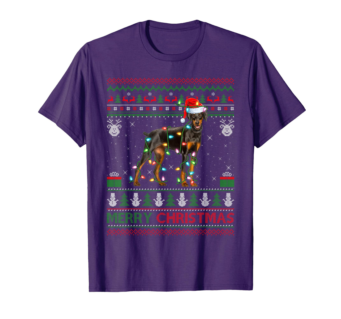 Doberman Dog Ugly Christmas Sweater Funny Pet Dog Lover Xmas T-Shirt
