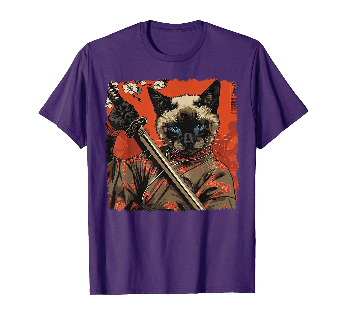 Siamese Cat Japanese Art Samurai Ukiyo-e Vintage T-Shirt