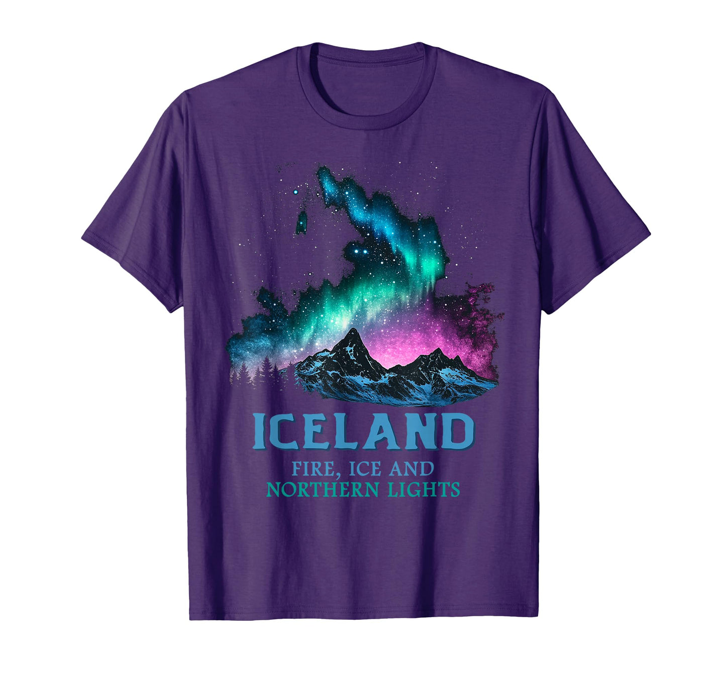 Iceland - Fire Ice Northern Lights Aurora Borealis T-Shirt