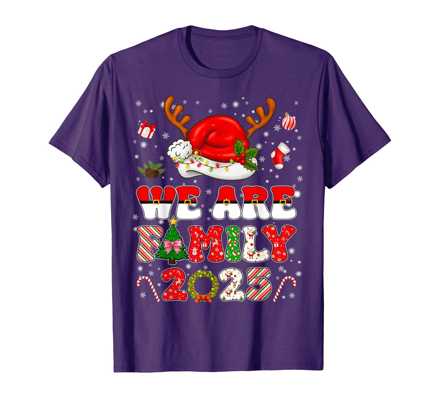 We are Family 2025 Matching Tee Pajamas Xmas Pjs Men Women T-Shirt