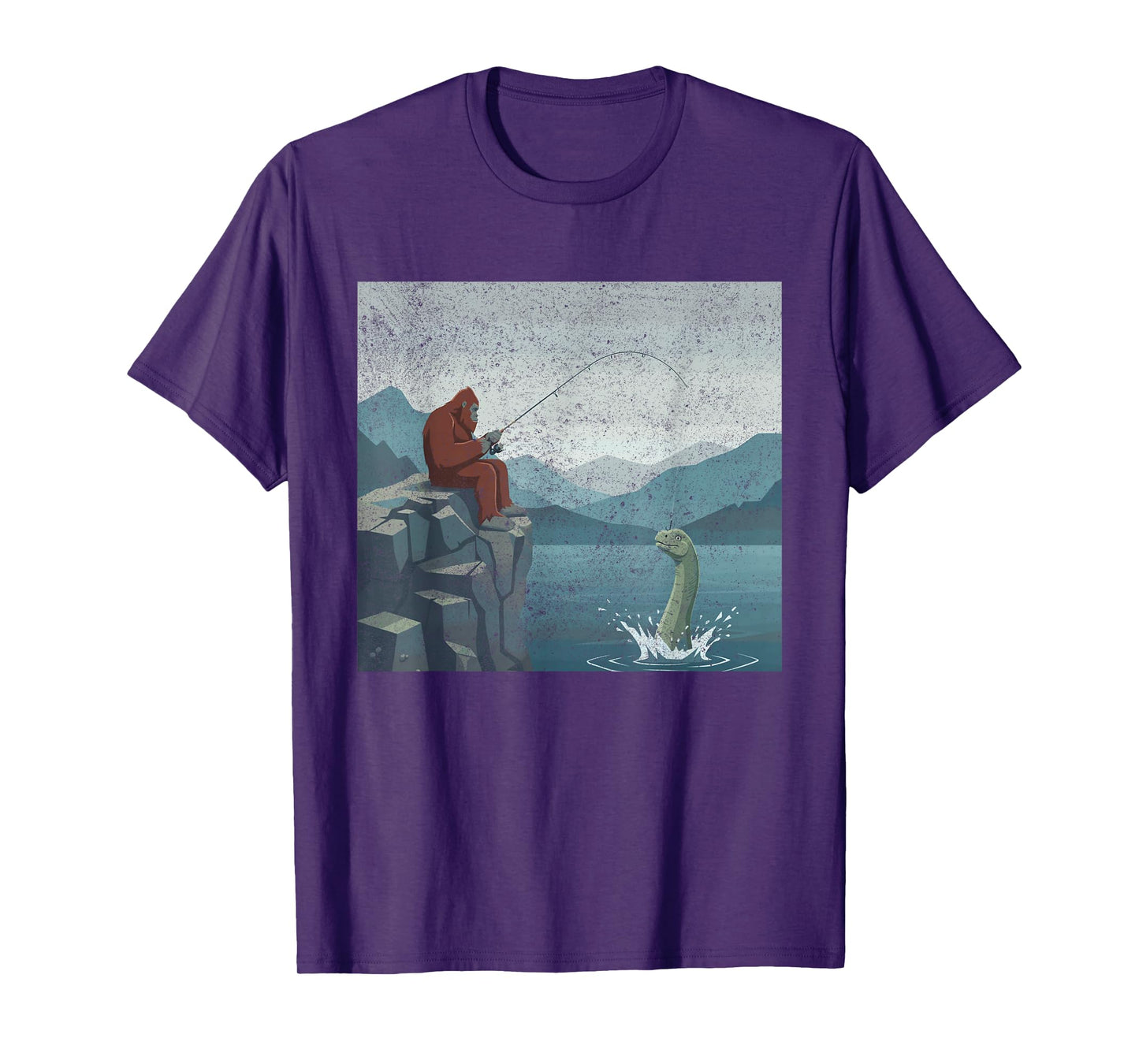 Bigfoot Sasquatch Fishes for The Loch Ness Monster Funny T-Shirt