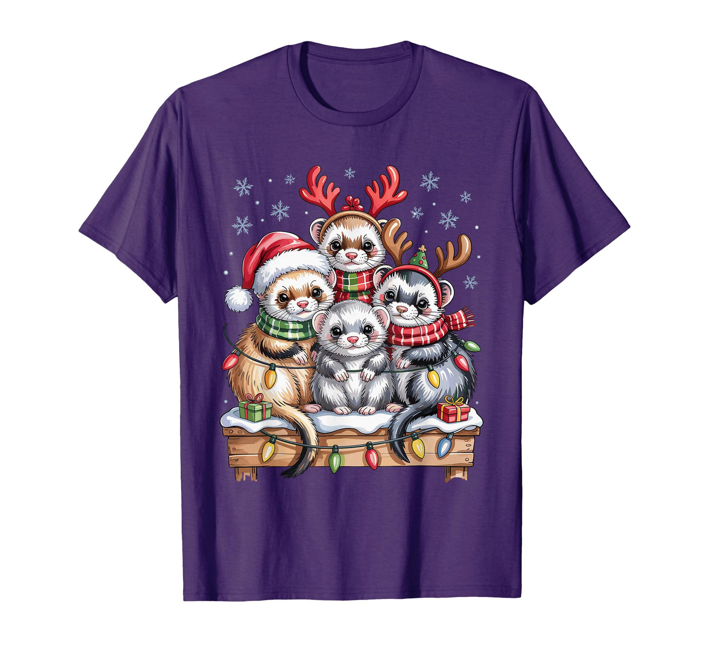 Ferret Christmas Cute Pet Lovers Funny Holiday Pajamas T-Shirt