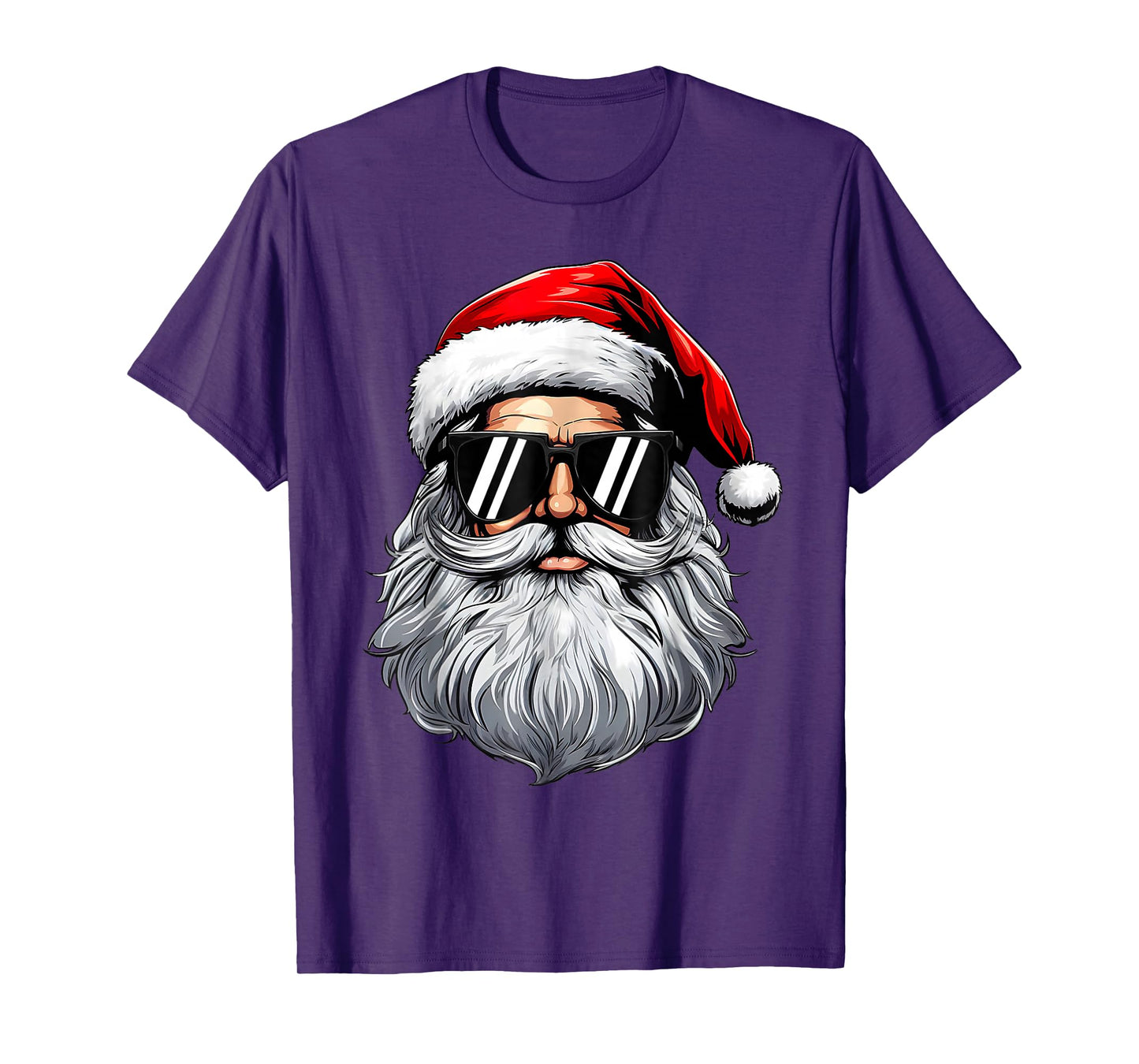 Santa Face Retro Sunglasses Christmas Tees for Mens Boys T-Shirt