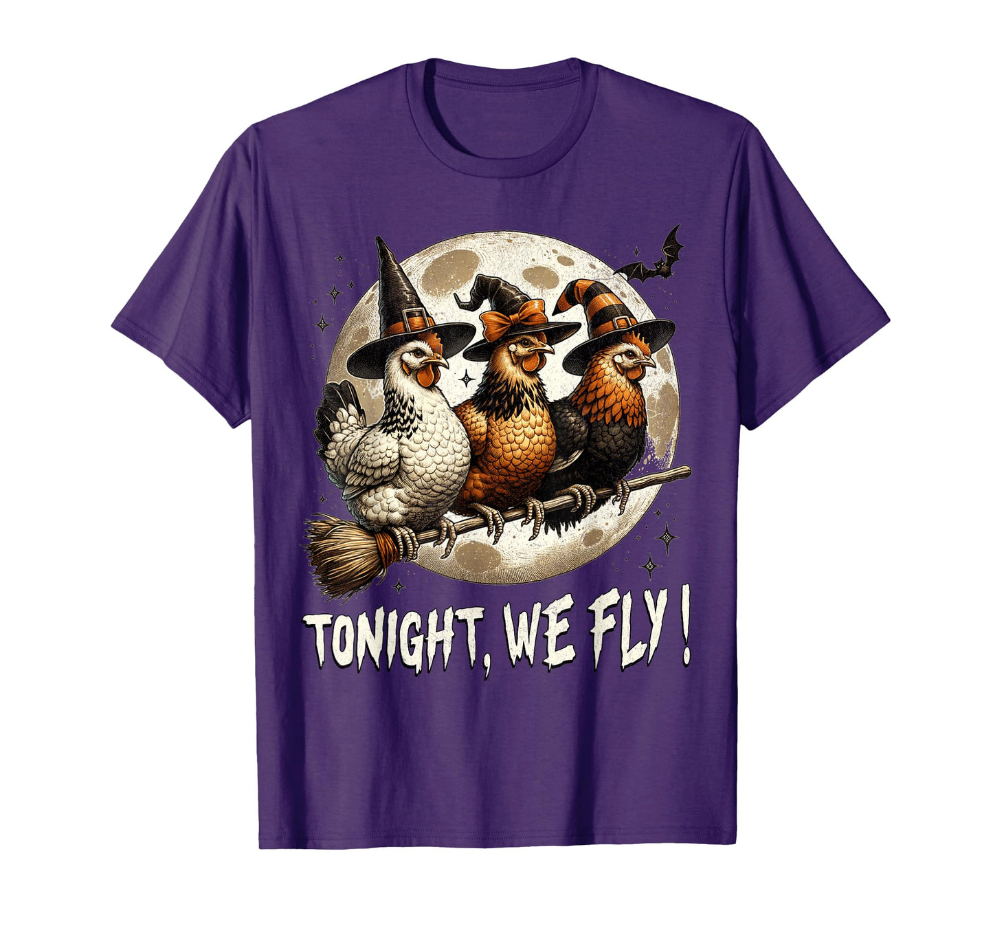 Tonight We Fly Funny Chicken Witches Halloween T-Shirt