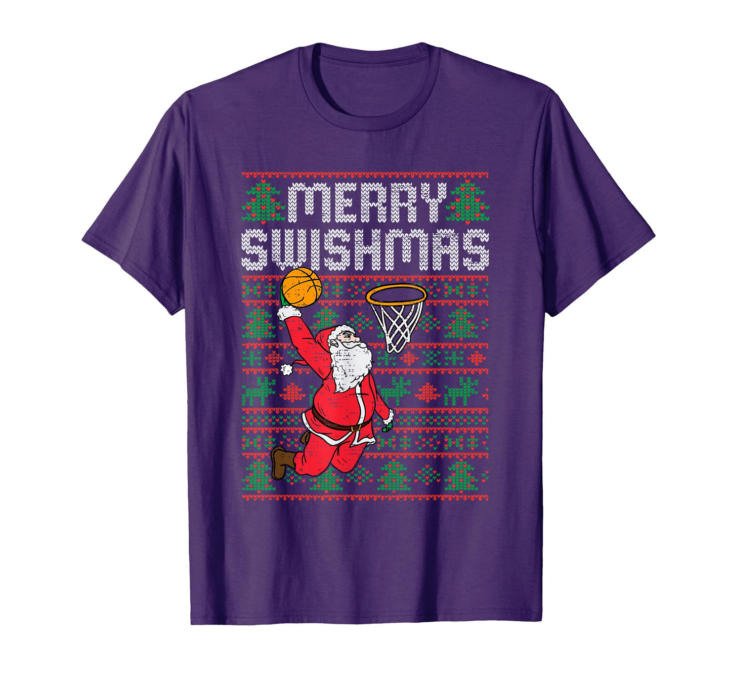 Basketball Ugly Christmas Xmas Santa Sports Men Boys Kids T-Shirt