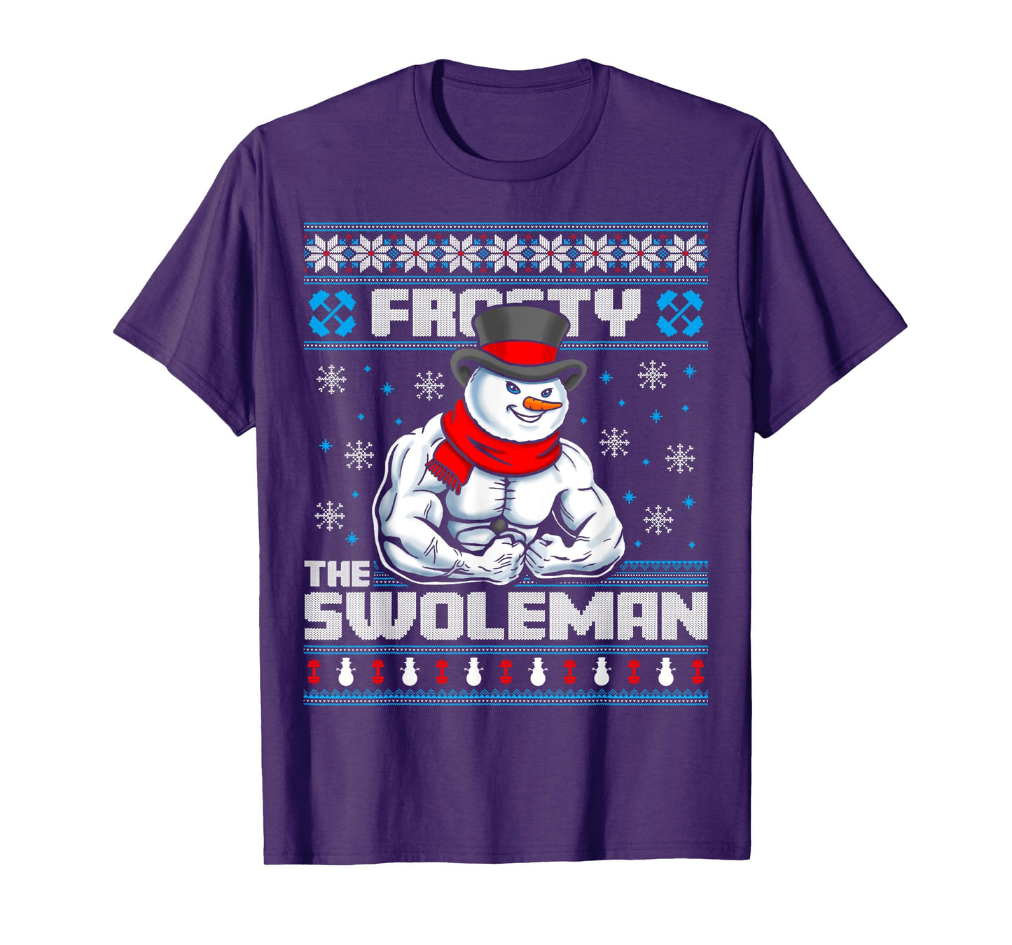 Frosty Swoleman Funny Christmas Workout Gym Weight Lifting T-Shirt
