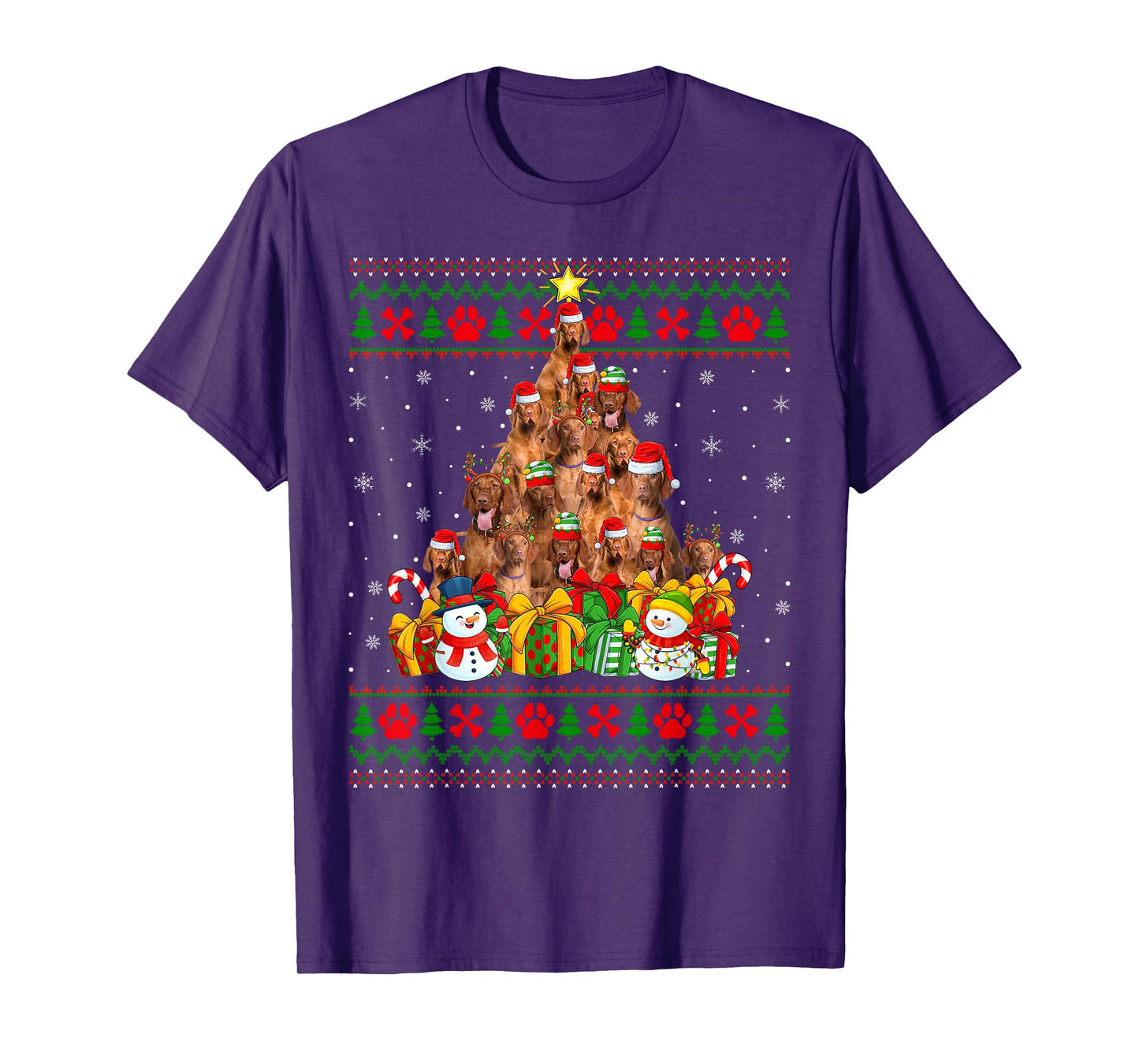 Vizsla Dog Ugly Christmas Tree Sweaters Pet Dog Lover Xmas T-Shirt