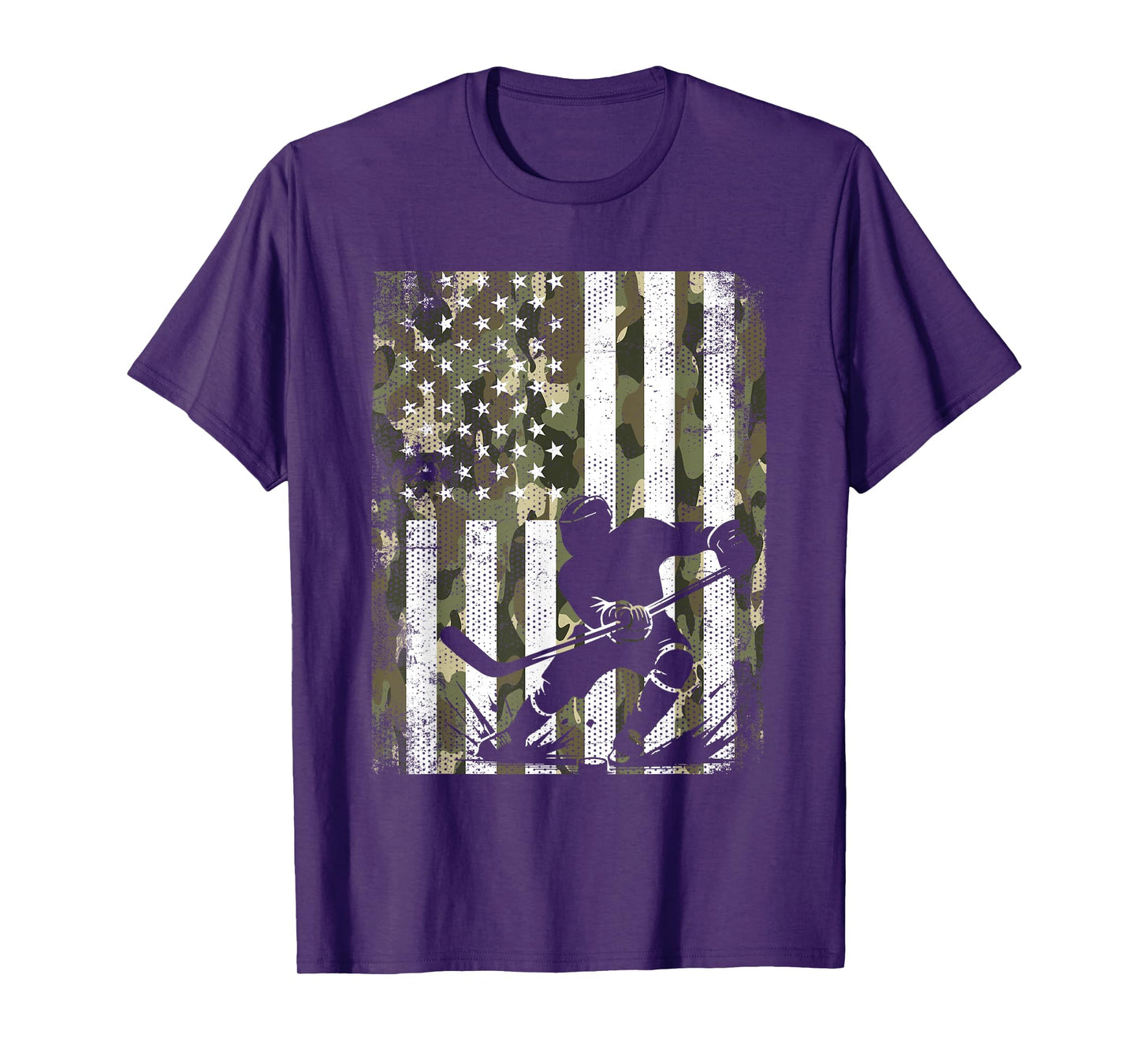 Ice Hockey Camouflage USA Flag Hockey Player Hockey Lover T-Shirt