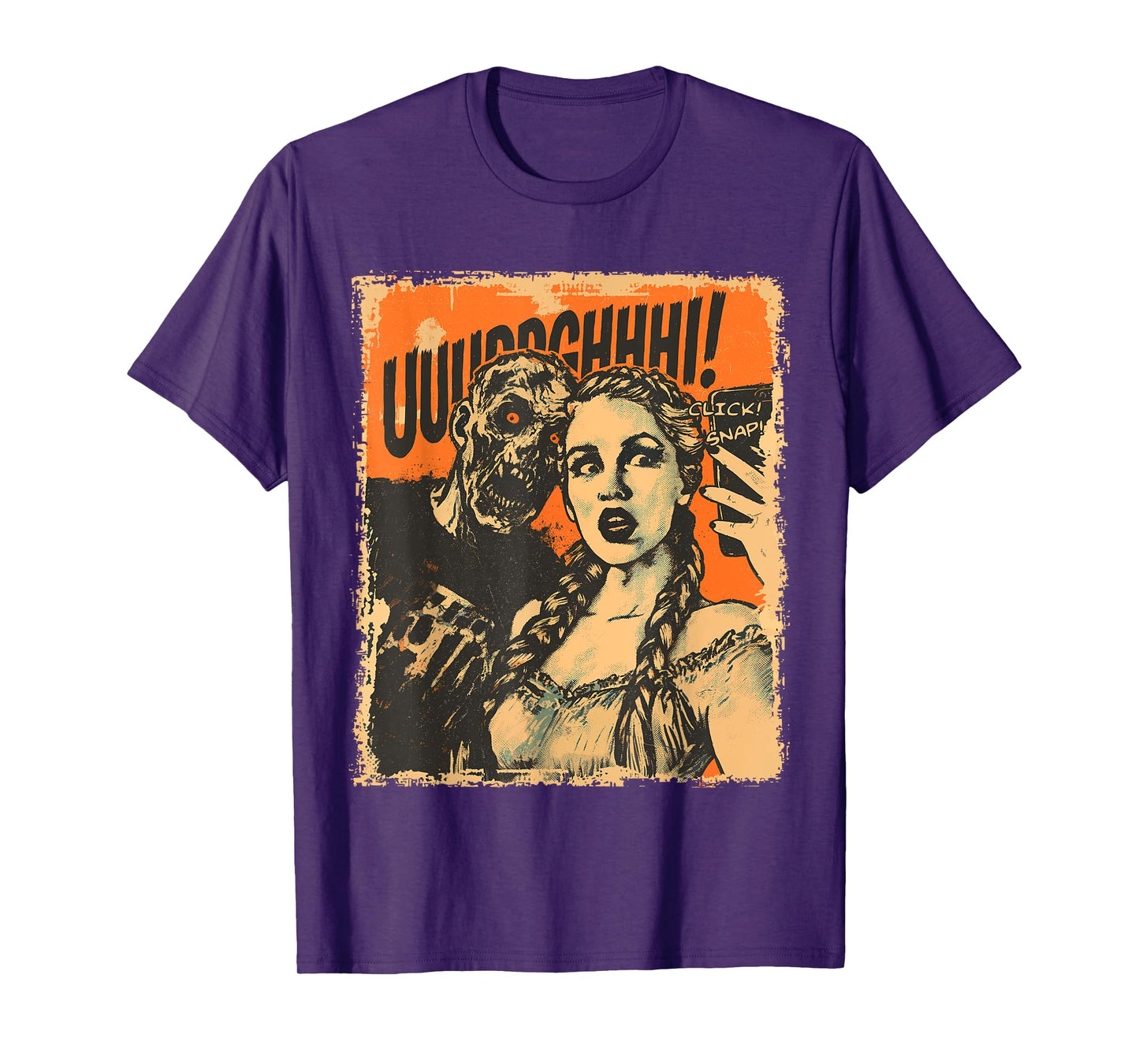 Halloween Zombie Selfie Retro Horror Comic Panel Art T-Shirt