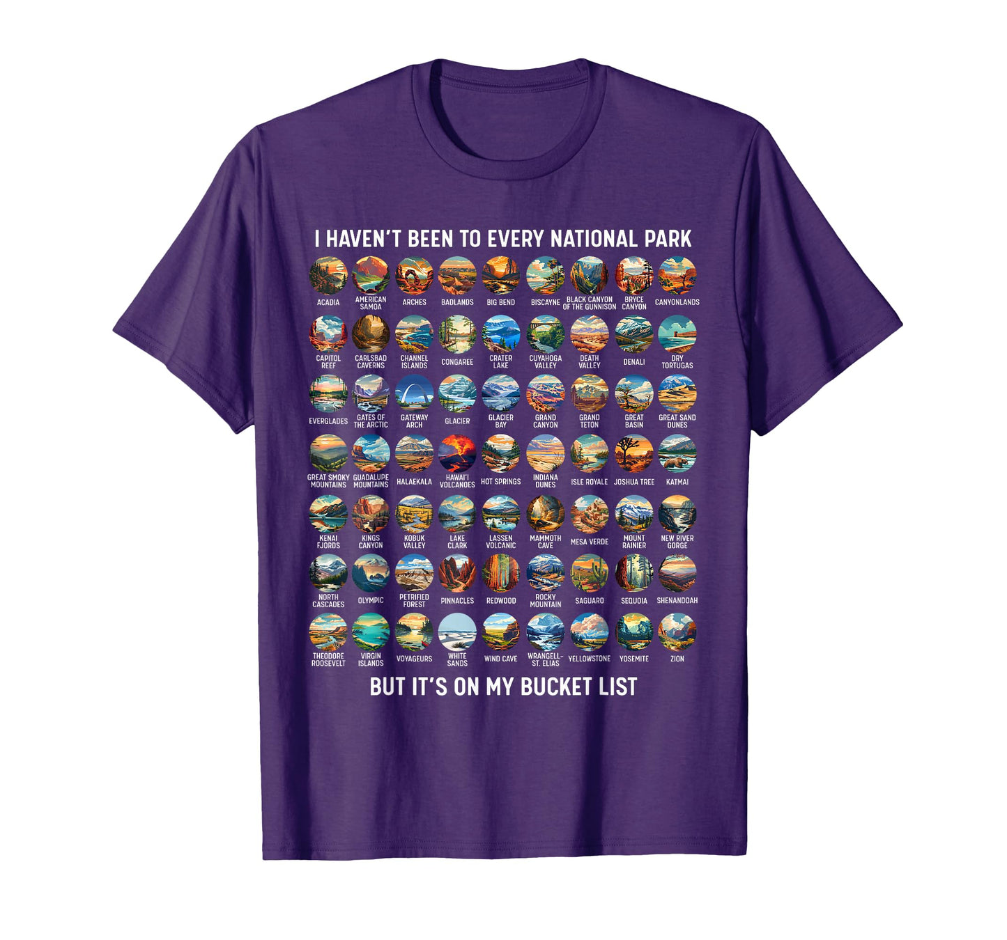 All US National Park Checklist Bucket List Of National Parks T-Shirt