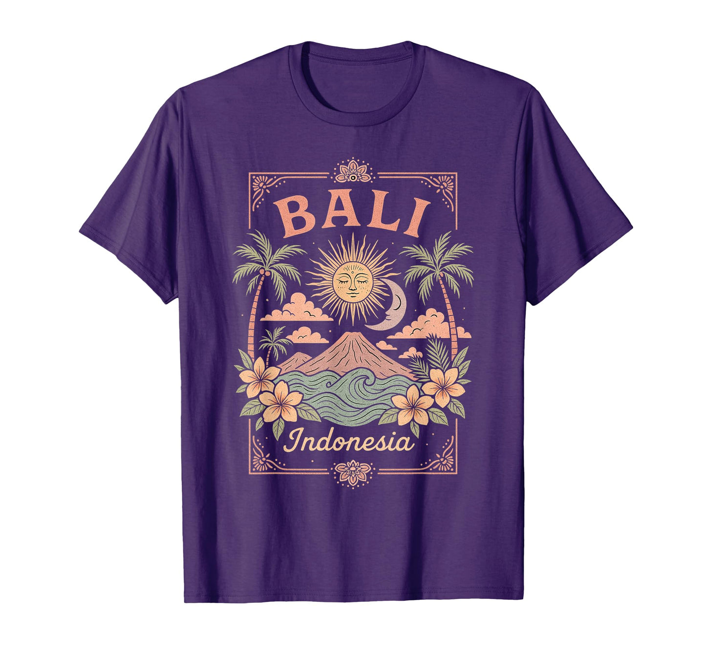 Bali Indonesia Vintage Art Tropical Boho Bali Women T-Shirt