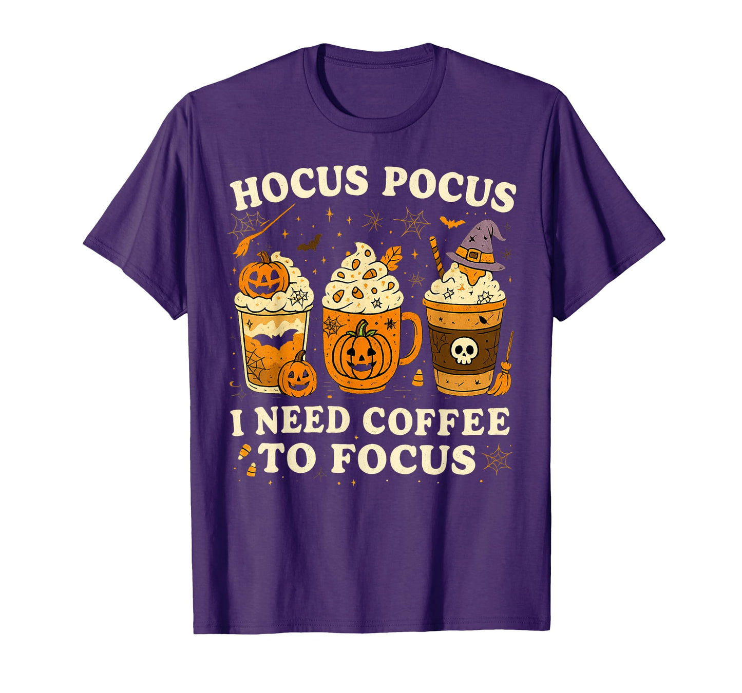 Spooky Halloween Coffee Lover Witch Caffeine Addict Funny T-Shirt