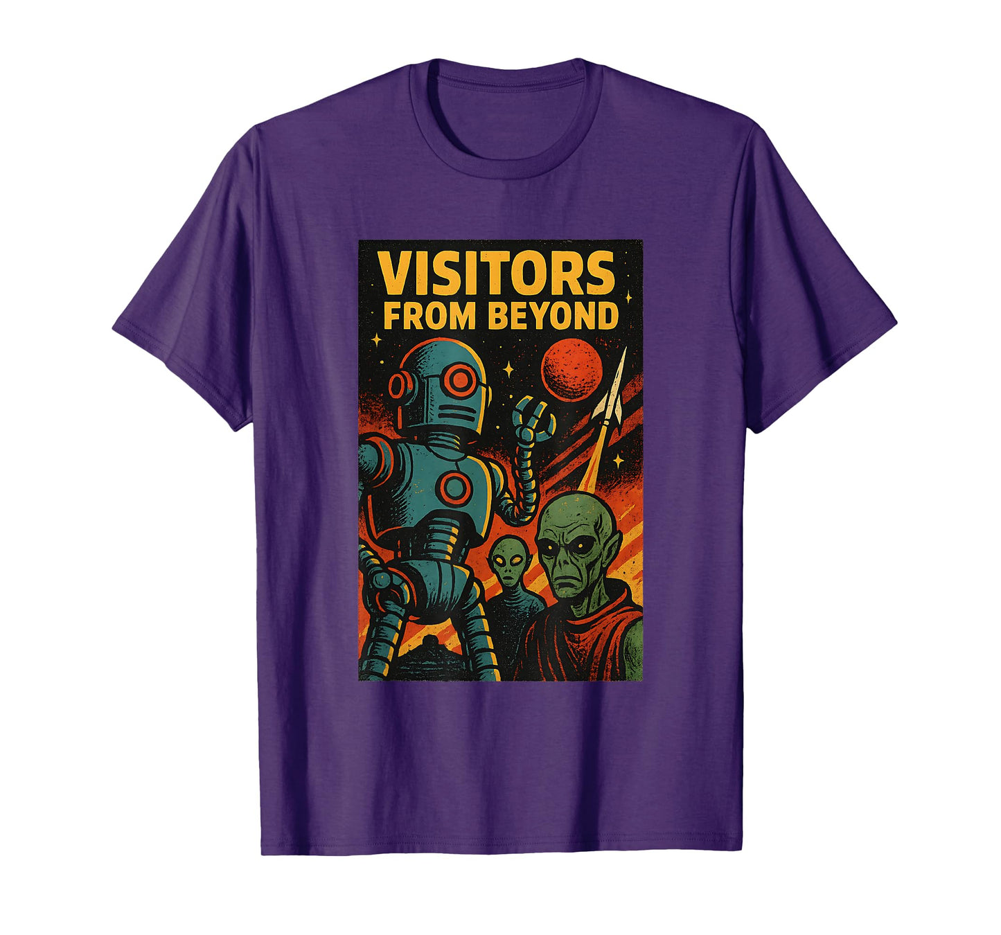 Vintage Sci-Fi Alien Robot Movie Poster Visitors From Beyond T-Shirt
