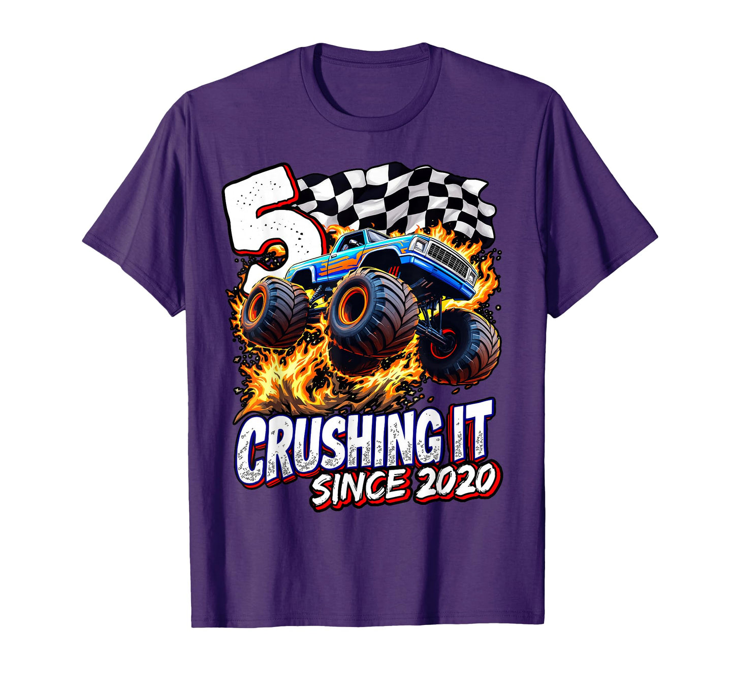 Birthday Monster Truck 5 year Old Boys 5th Party Born 2020 T-Shirt