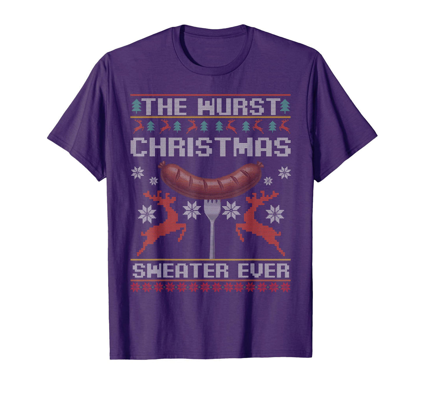 The Wurst Christmas Ever Funny Sausage Ugly Christmas T-Shirt