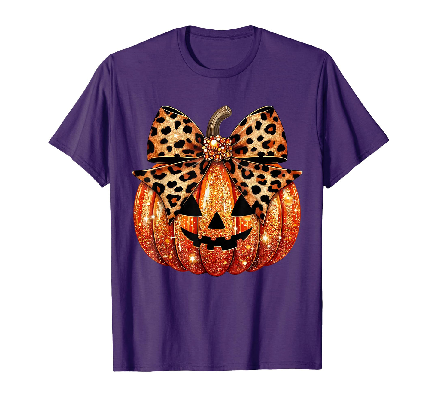Leopard Coquette Bow Pumpkin Sparkly Pumpkin T-Shirt