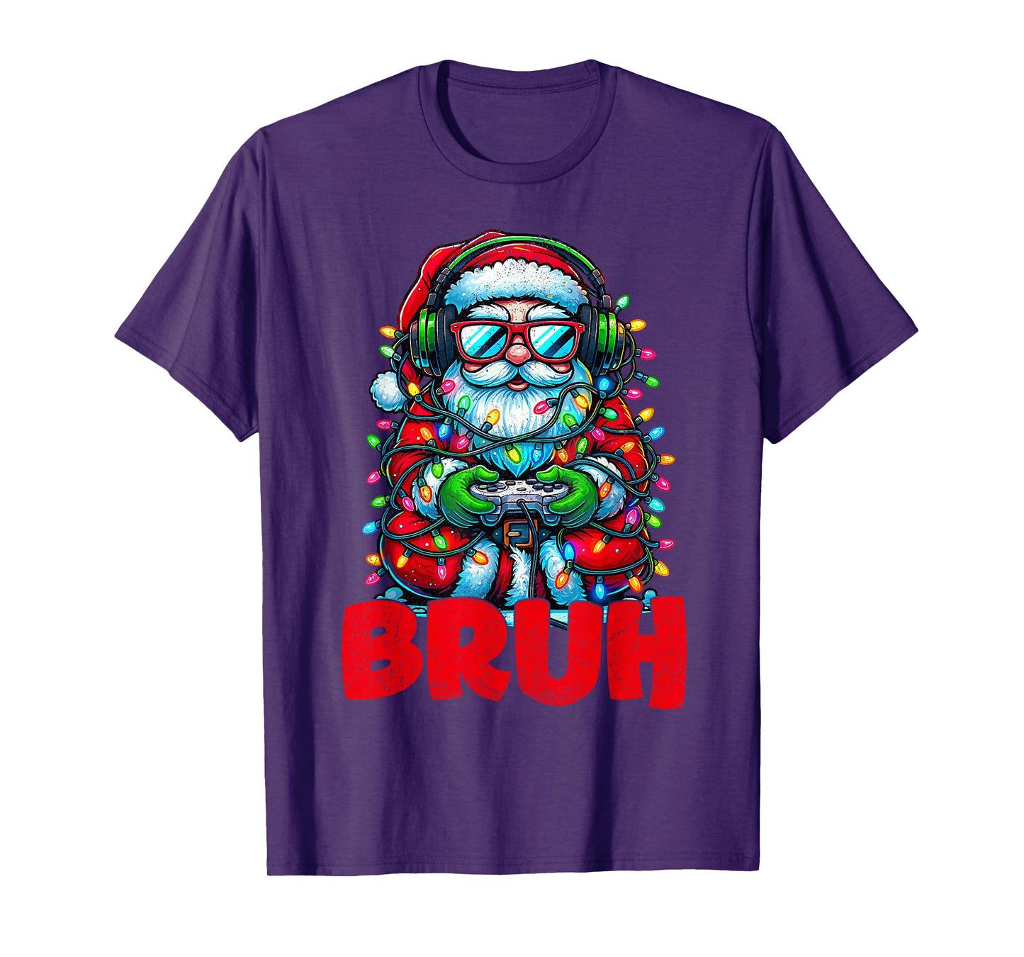 Bruh Christmas Santa Claus Gamer Video Game Xmas Pajamas T-Shirt