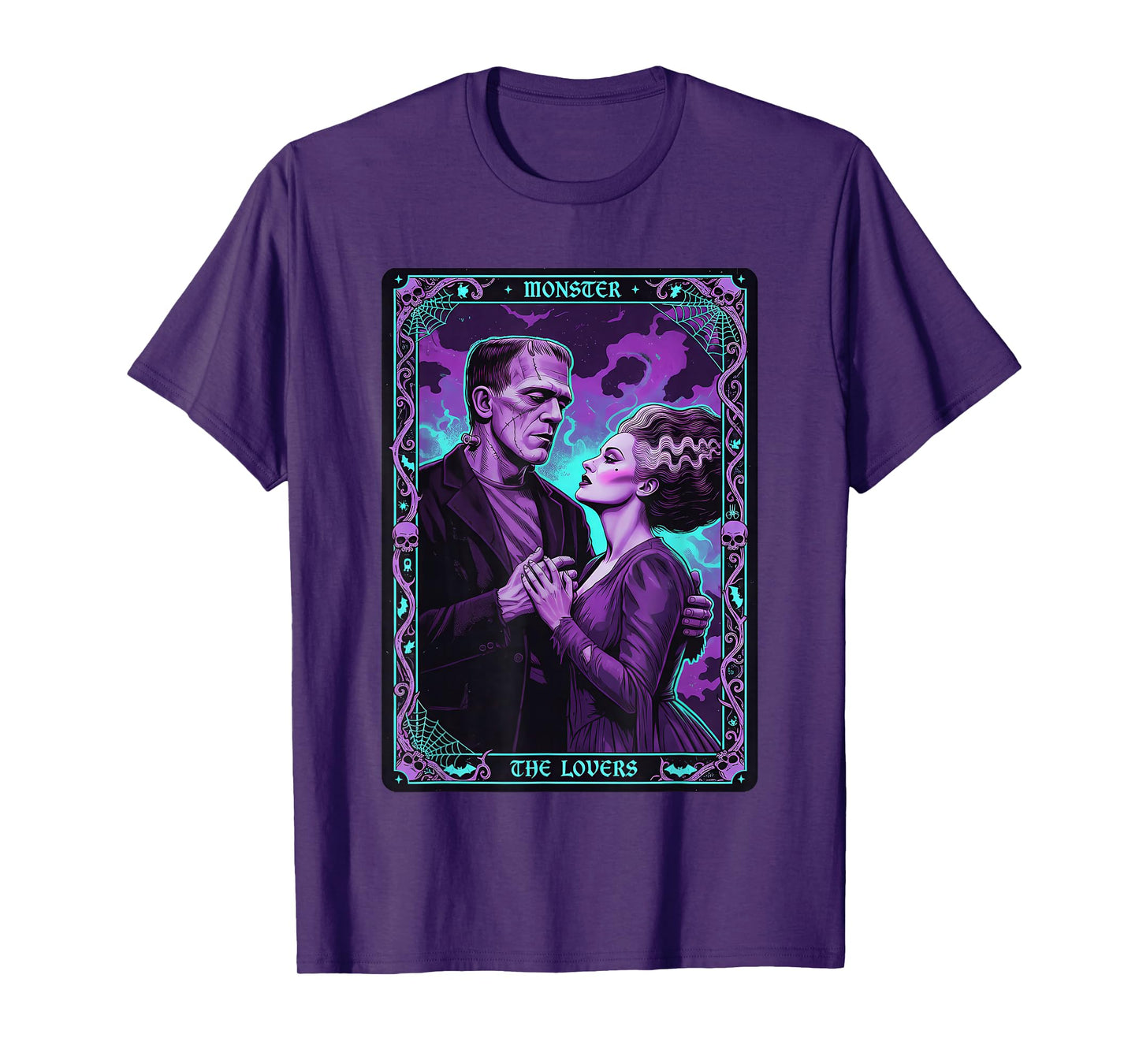 Monster Frankenstein Bride The Lovers Tarot Card Halloween T-Shirt