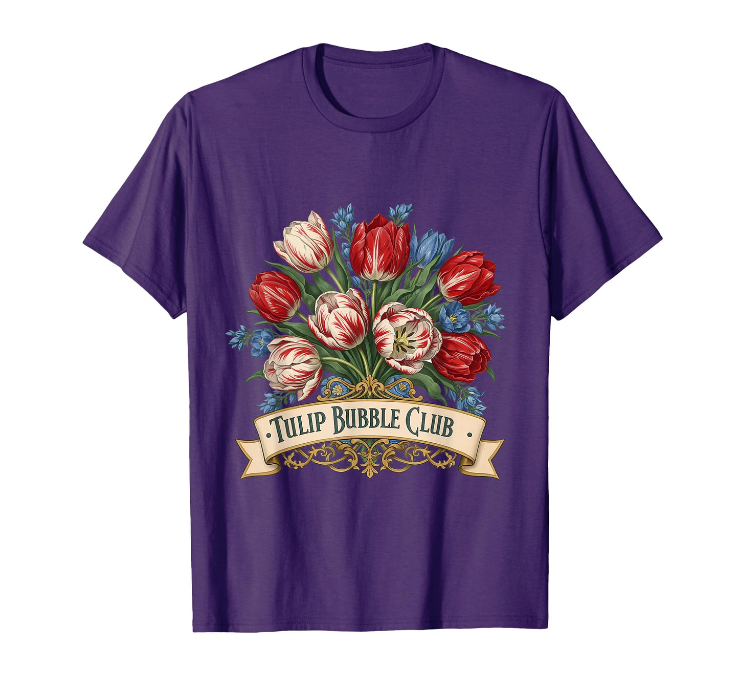 Tulip Mania 1637 Bubble Club Vintage Floral Bouquet T-Shirt
