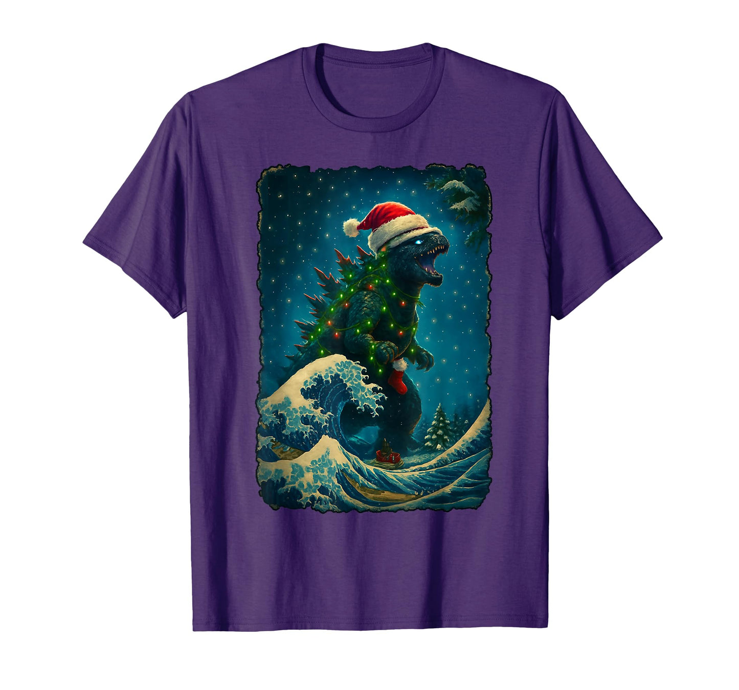Vintage Kaiju Santa Christmas Monster Xmas Men Women T-Shirt