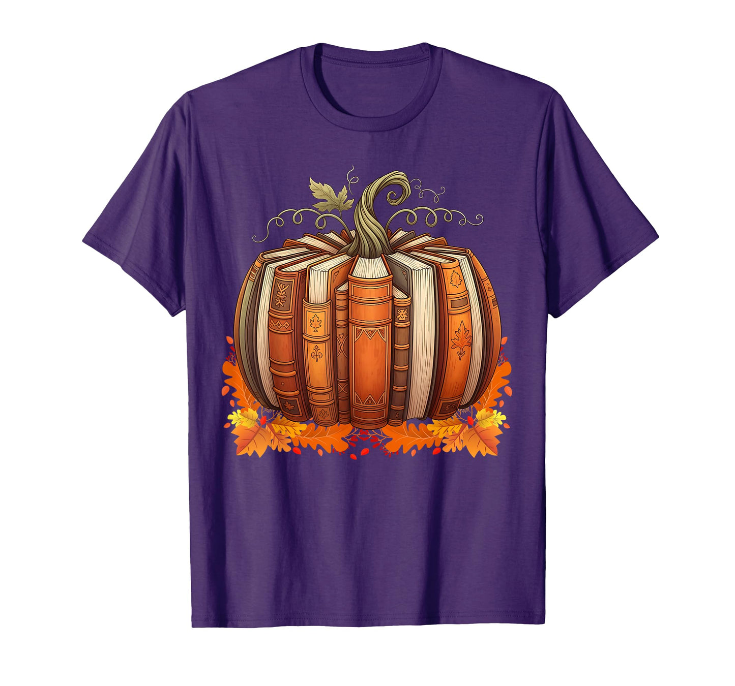 Fall Book Pumpkin Retro Reading Teacher Books Lover T-Shirt