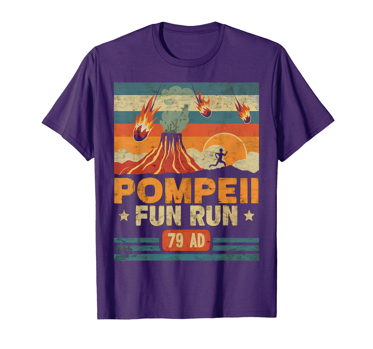 Pompeii Fun Run Retro Volcano Lover Geology Volcanologist T-Shirt