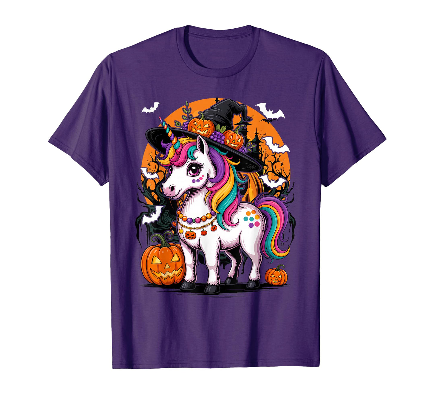 Halloween Unicorn Witch Girl T-Shirt