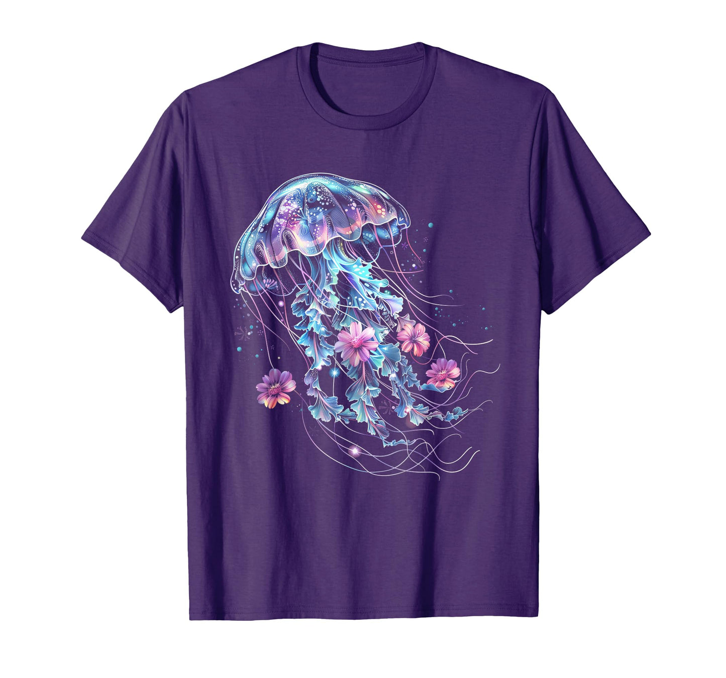 Jellyfish Flowers Vintage Floral Scuba Diving Surf T-Shirt