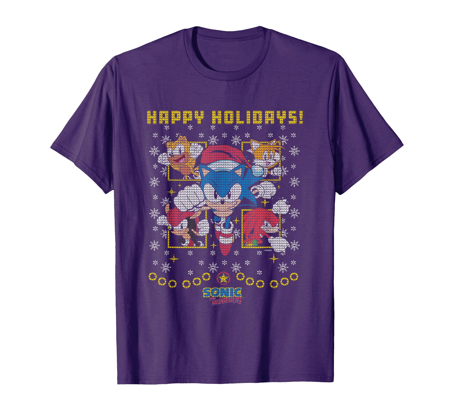 Sonic The Hedgehog Christmas Panels Vintage Ugly Sweater T-Shirt