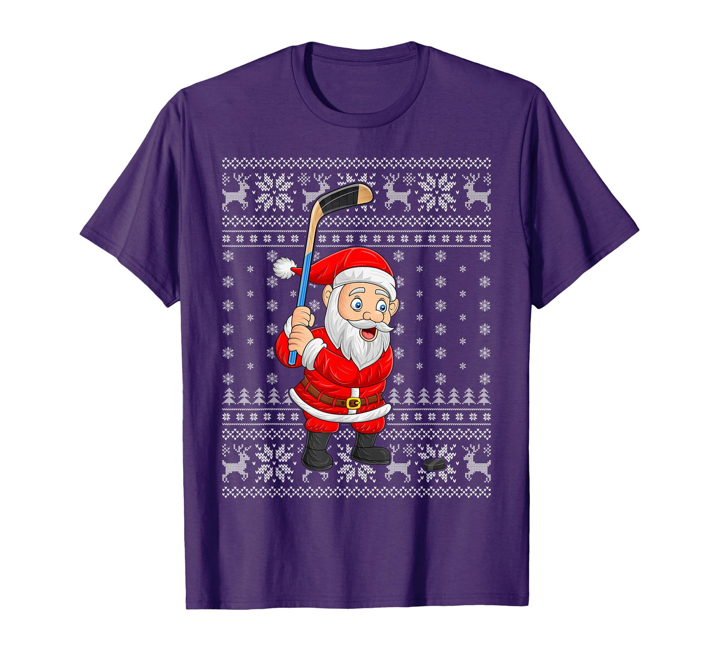 Santa Playing Ice Hockey Ugly Christmas Sweaters Xmas T-Shirt
