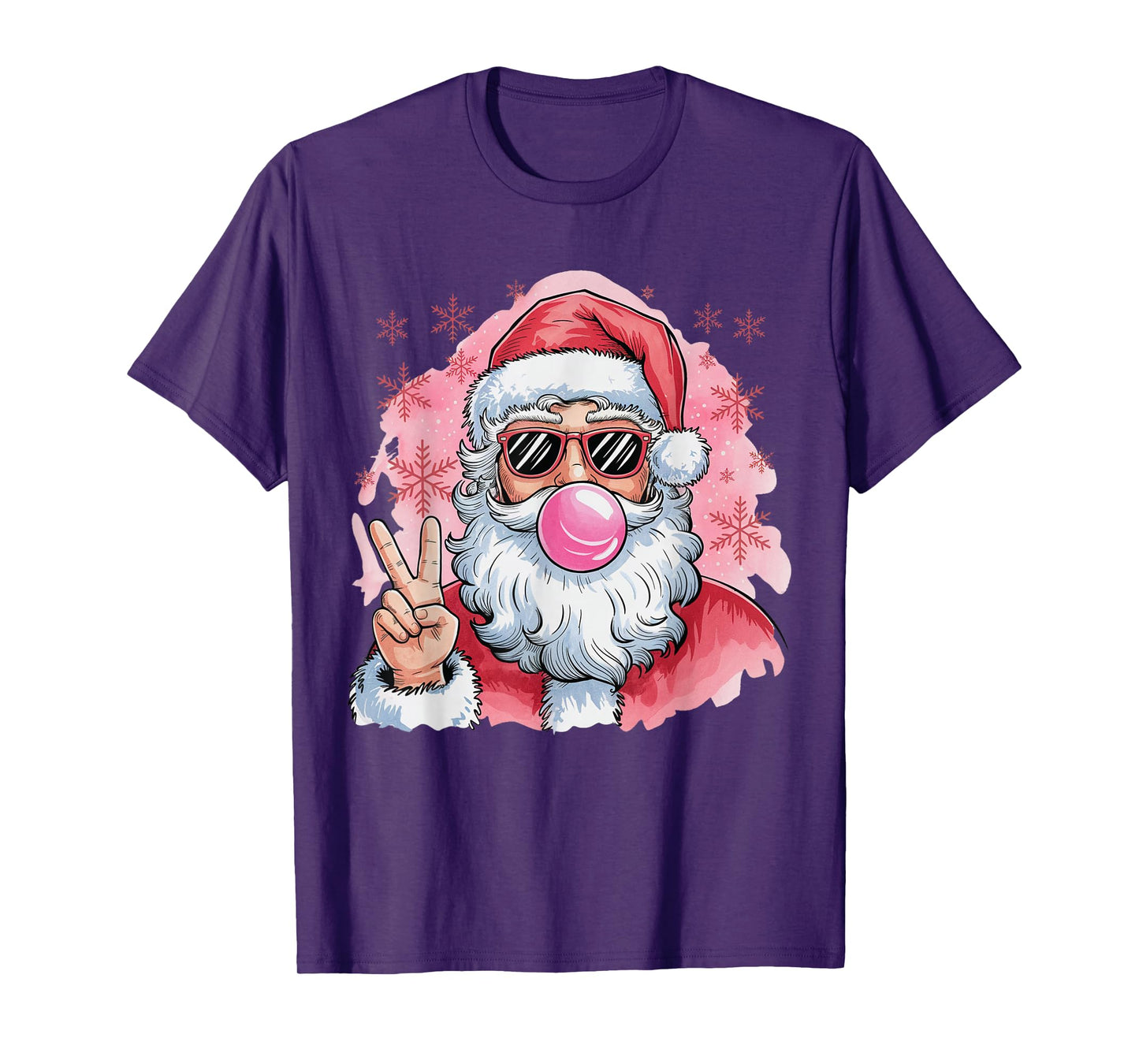 Santa Christmas Blowing Bubble Gum Pink Sunglasses Xmas Kids T-Shirt
