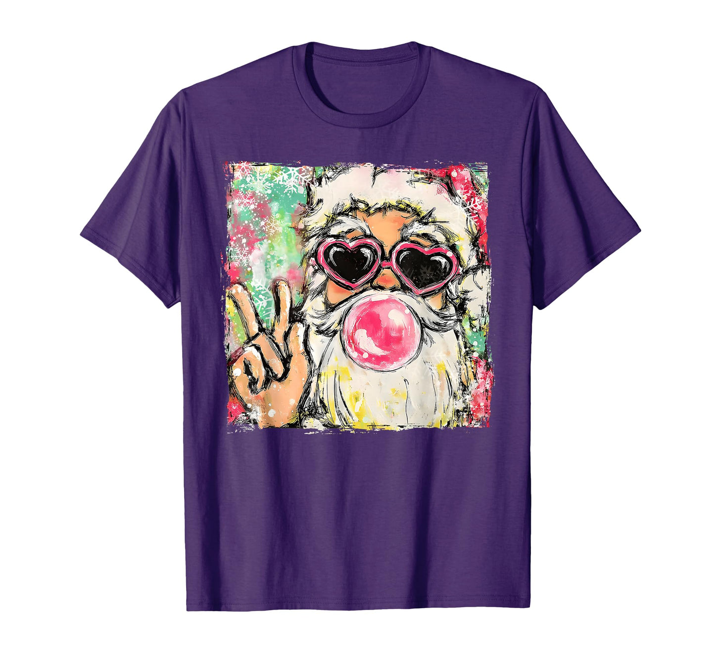 Vintage Retro Santa Bubble Gum Pink Sunglasses Christmas T-Shirt