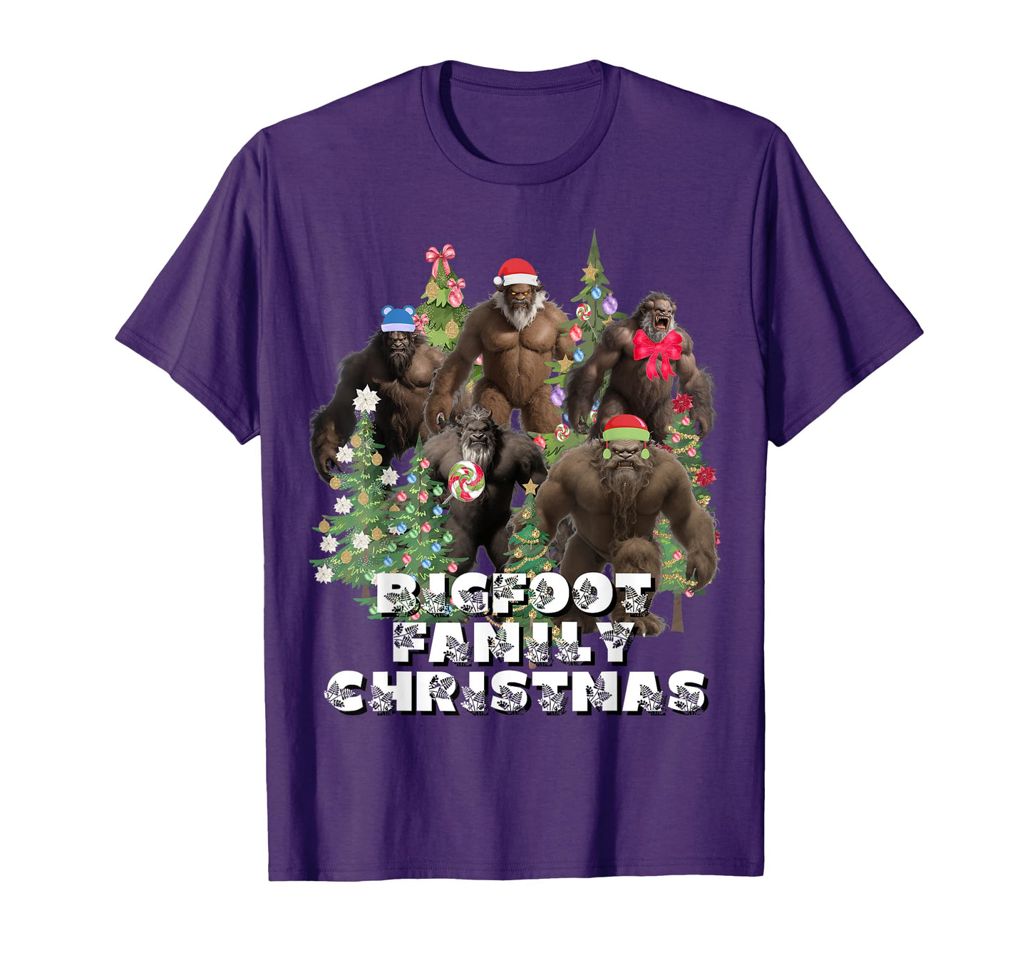Bigfoot Family Christmas Funny Holiday Themed Gift T-Shirt