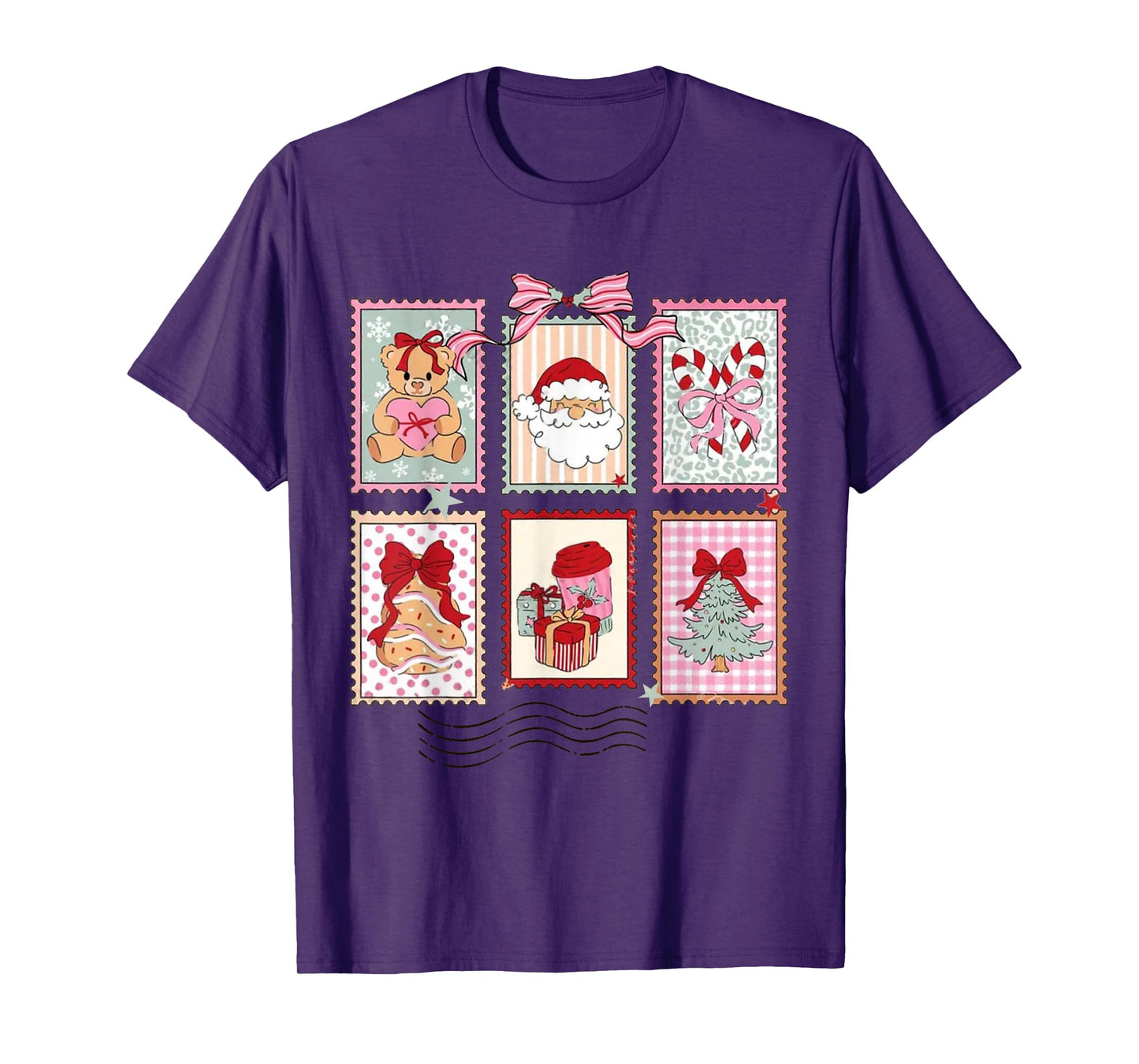 Vintage Santa Holiday Postage Stamps Merry Christmas T-Shirt
