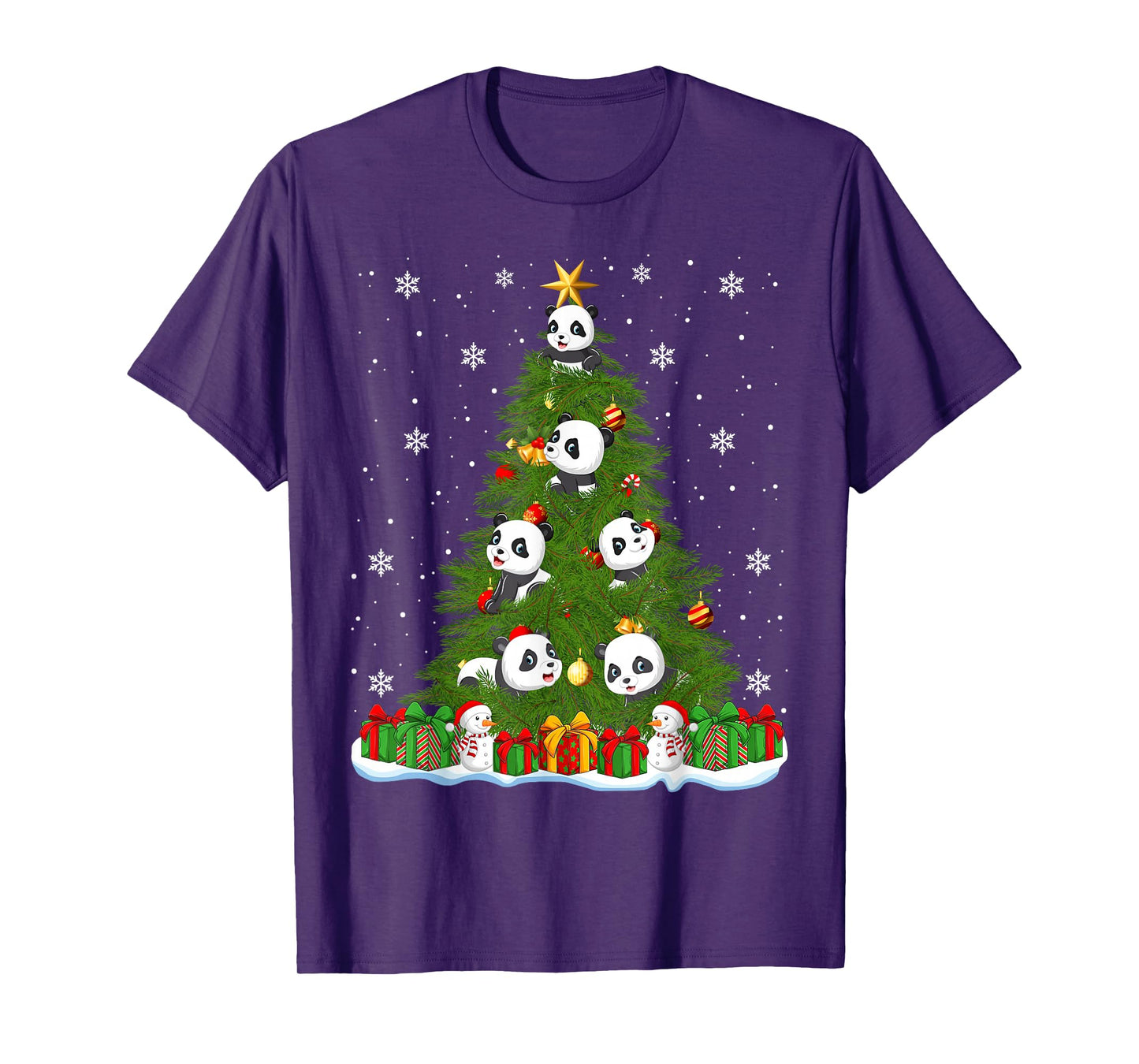 Funny Panda Christmas Tree Holiday Decor Xmas Sweater Lights T-Shirt