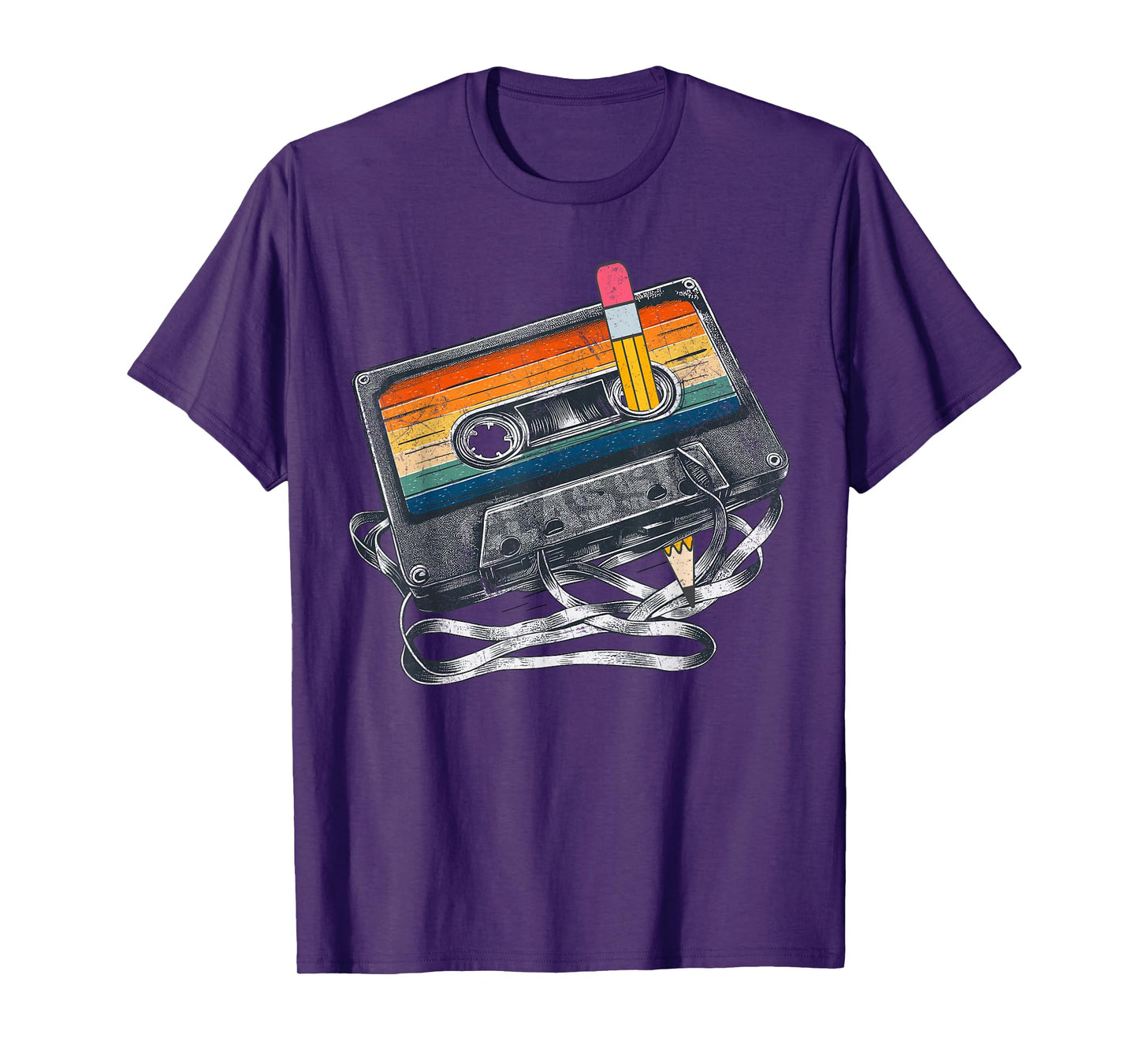 Retro 80s Cassette Tape Pencil 1980s Vintage Throwback Music T-Shirt