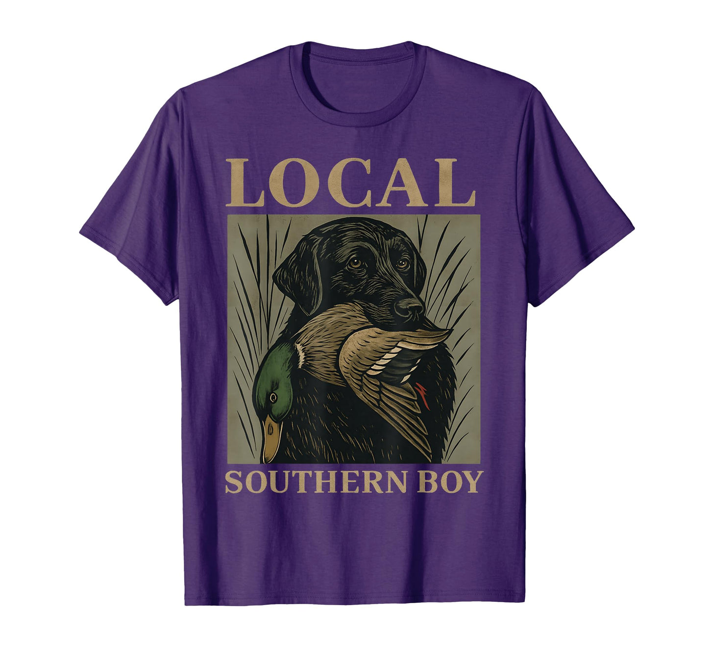Local Southern Boy Duck Hunting Black Lab Dog Retro T-Shirt