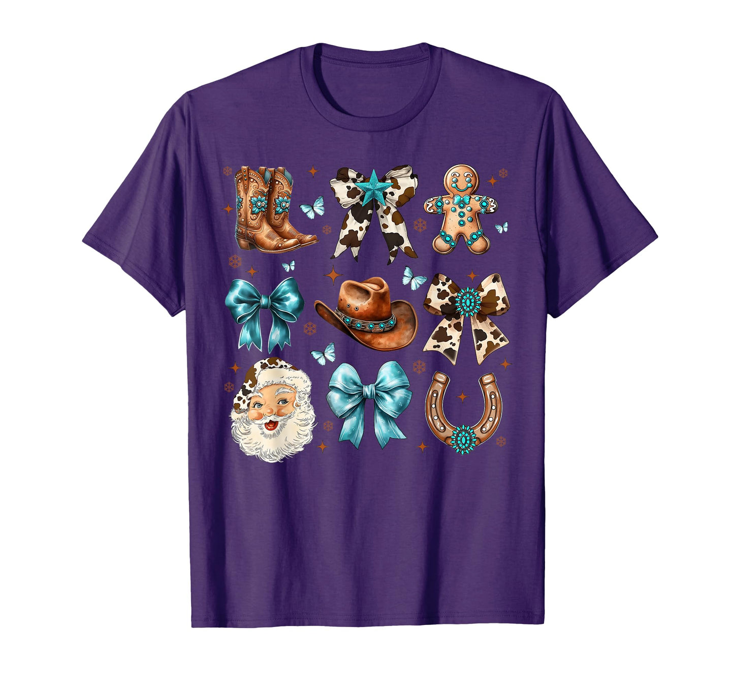 Howdy Christmas Coquette Bow Santa Cowboy Boot Western Xmas T-Shirt
