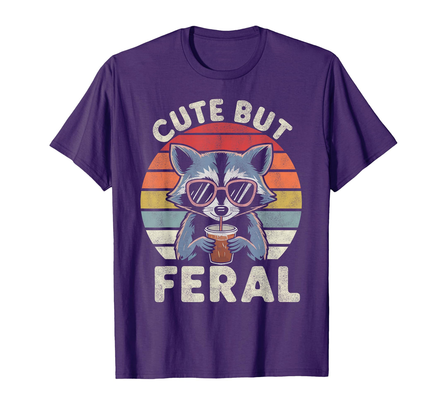 Cute But Feral Funny Racoon Sunglasses For Toddler Boys Kids T-Shirt