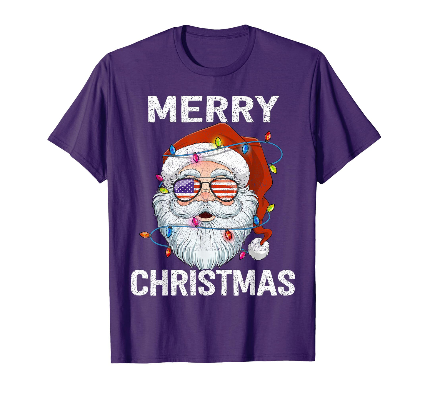Merry Christmas Santa USA Flag Christmas Xmas Men Women T-Shirt