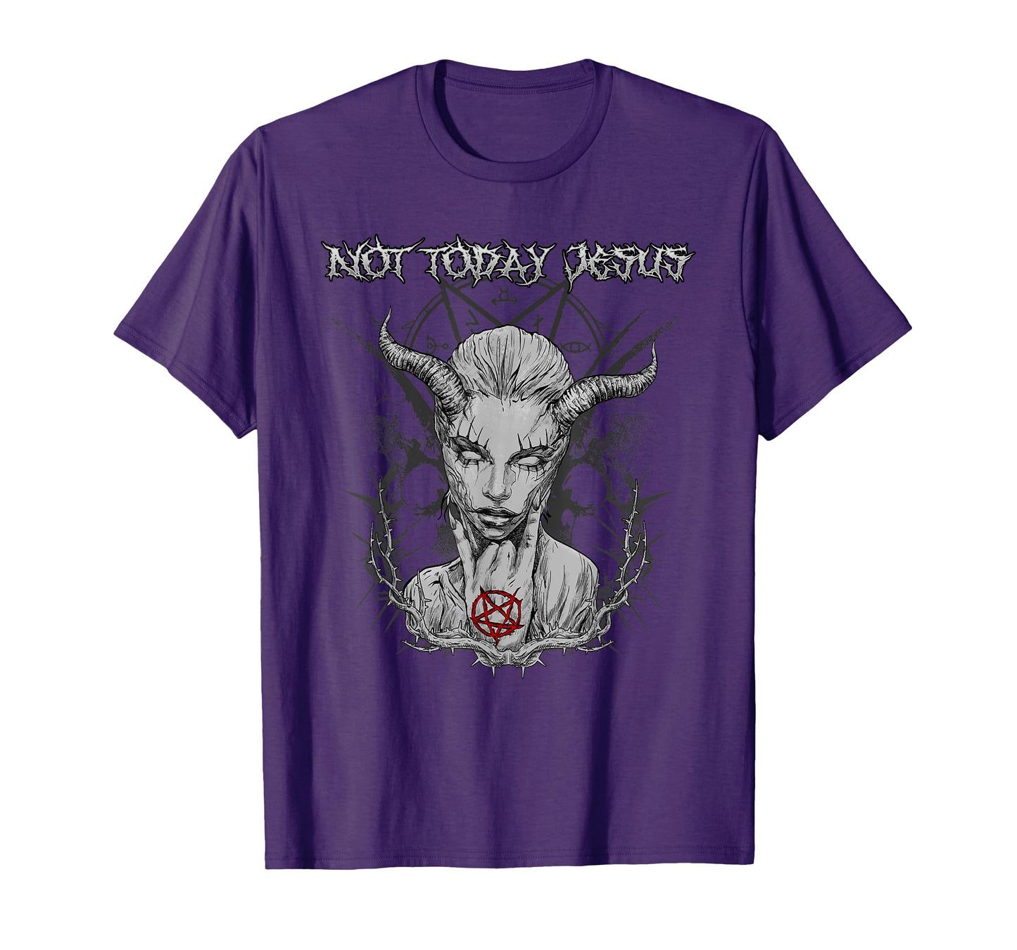 Not Today Jesus I Satanic Baphomet Pentagram T-Shirt